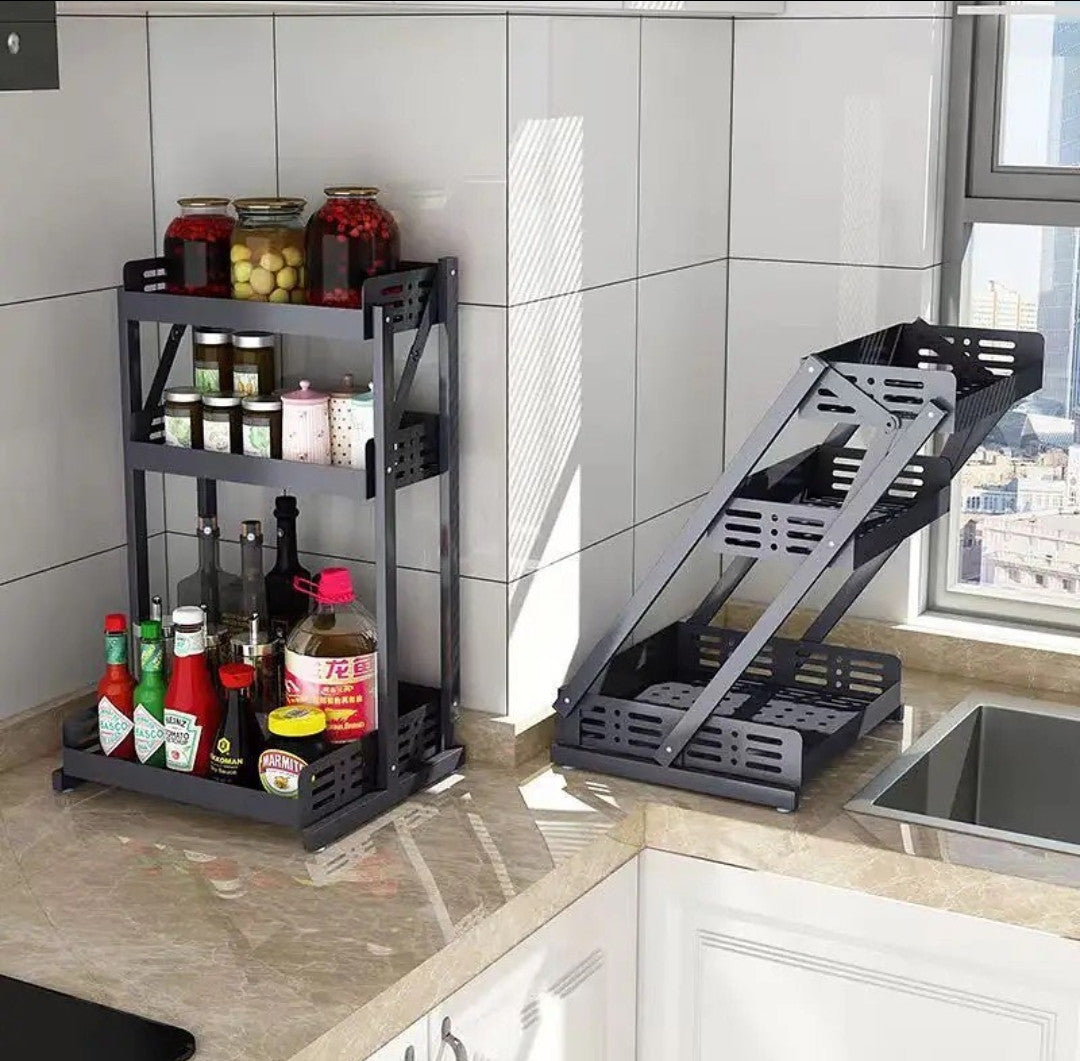 3 Tier Multifunctional Foldable Kitchen Spice Rack/Storage Rack