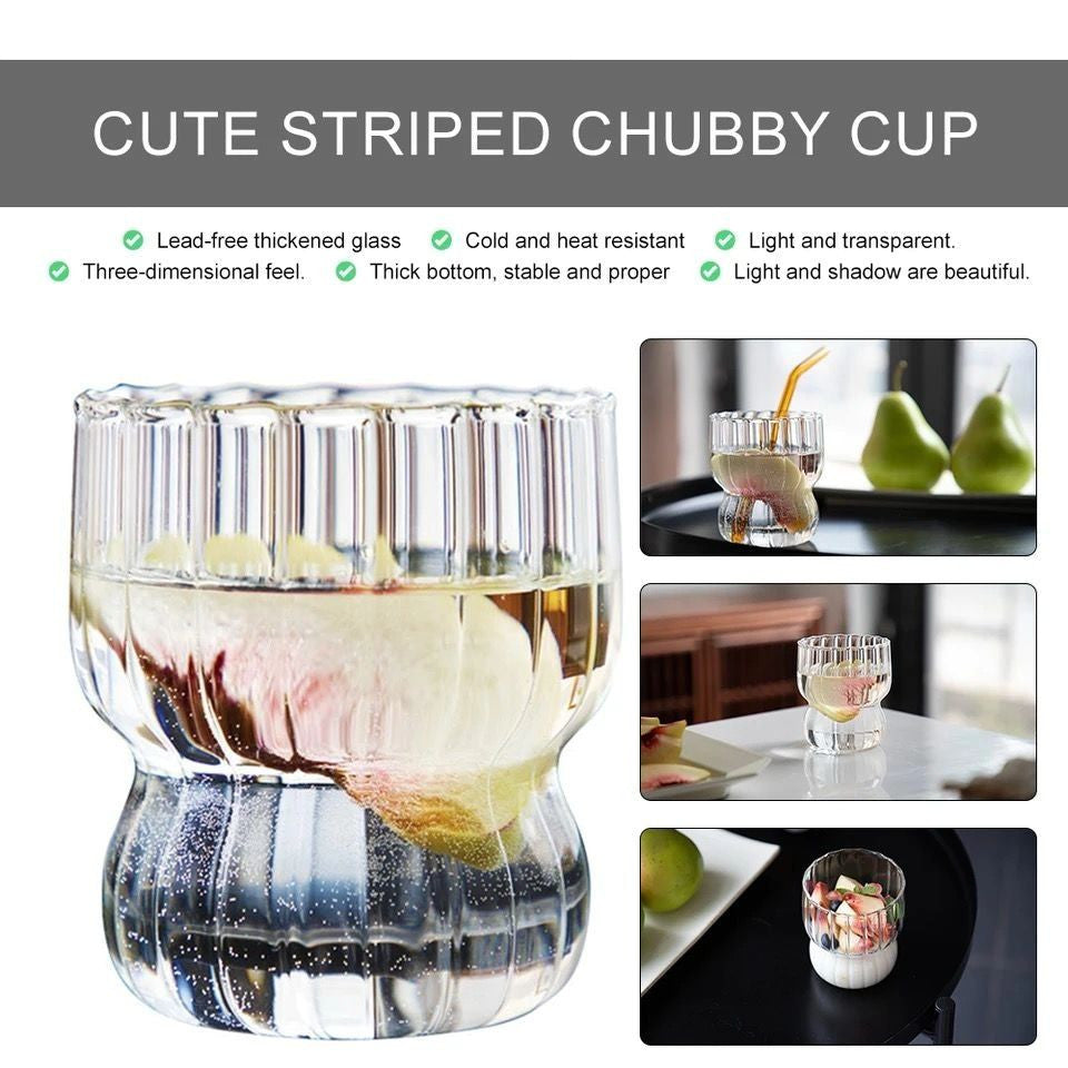 300ml Glass Cup Cute Stripe