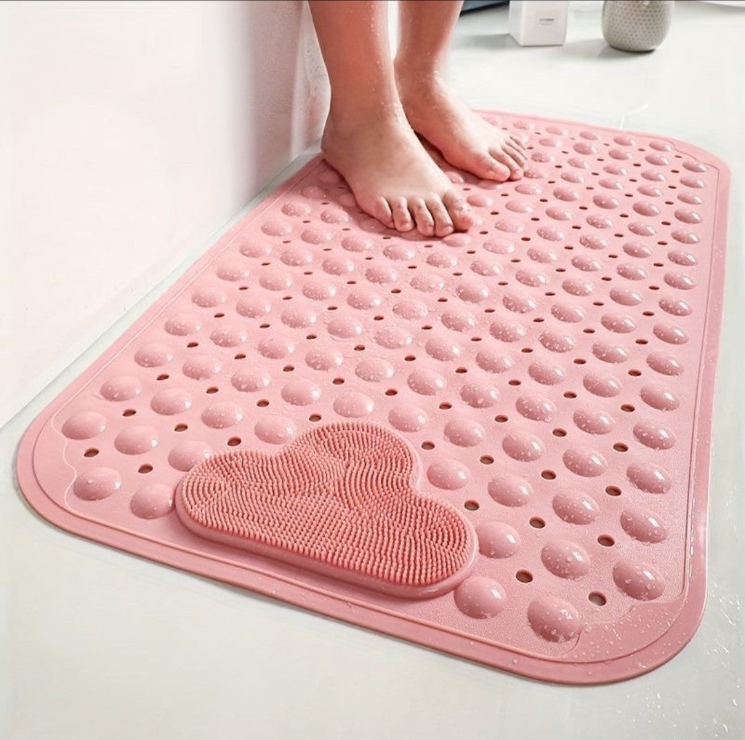 Anti slip bathroom mat with foot scrub