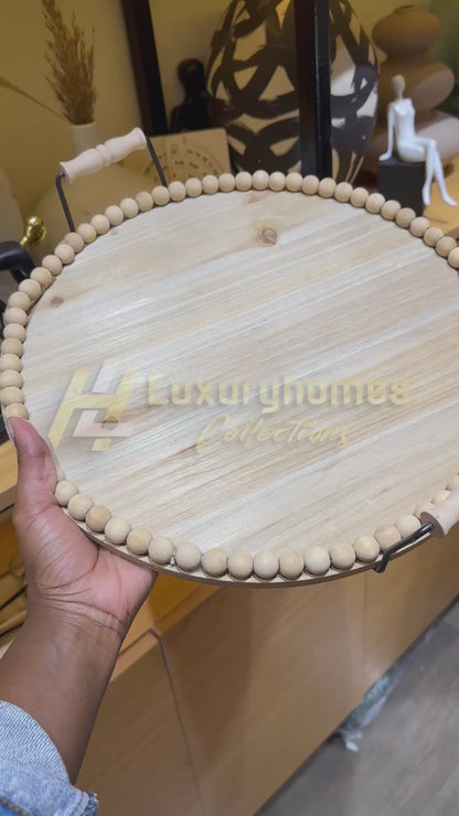 Tabletop decorative wooden bead tray
