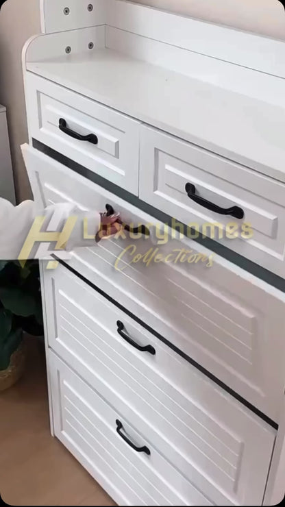 Multi-Function Hallway Shoe Cabinet with Coat Rack (24cm Slim Design)
