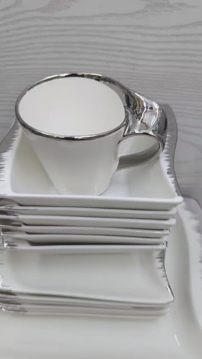 30pcs wavy ceramic white dinner set