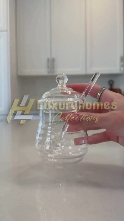 250ml Glass Honey Dispenser with a Dipper