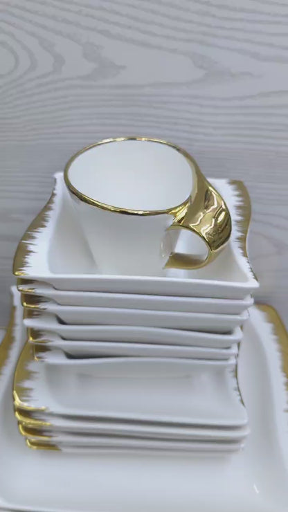 30pcs wavy ceramic white dinner set