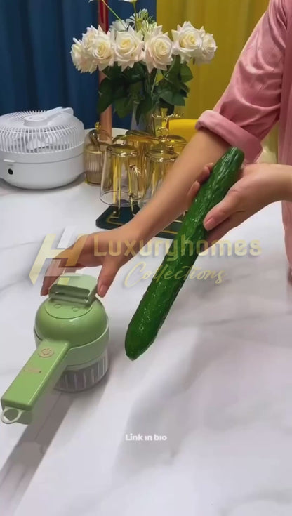 4in1 Handheld Electric vegetable cutter set with brush