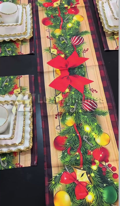 Christmas table runners with 5 table mats