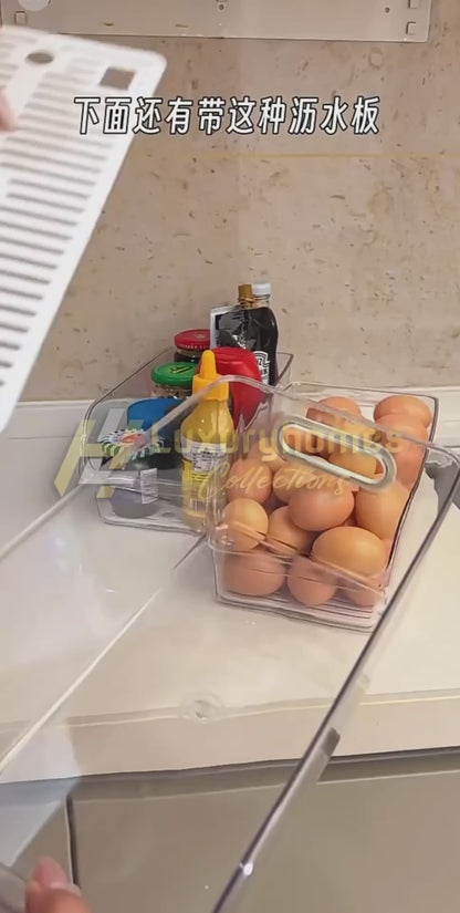Acrylic fridge storage box with drain tray