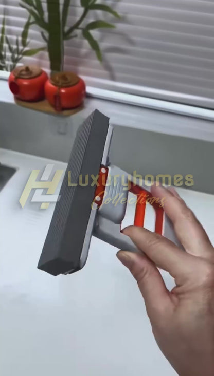 One-hand squeeze handle foldable desktop mop for indoor cleaning.
