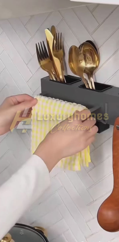 Multi functional carbon steel standing utensil holder