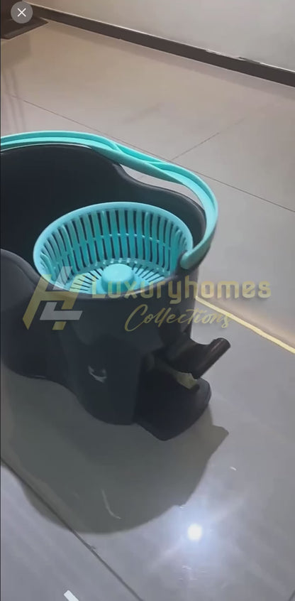Black spin mop bucket with a foot pedal
