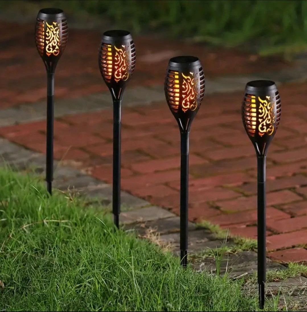 6 pieces LED solar flame decor lamp