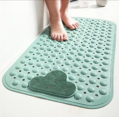 Anti slip bathroom mat with foot scrub