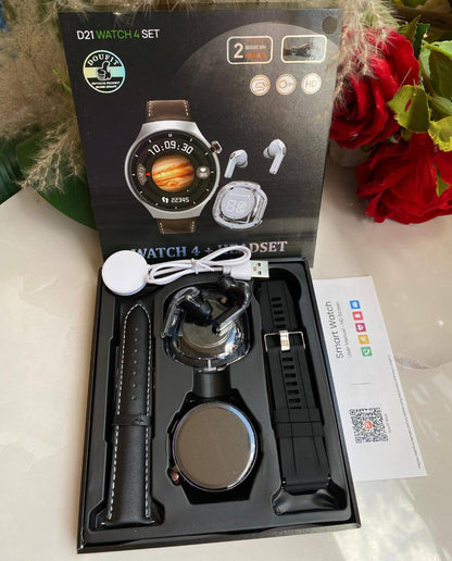 D21 SMART WATCH WITH EARBUDS AND 2 STRAPS