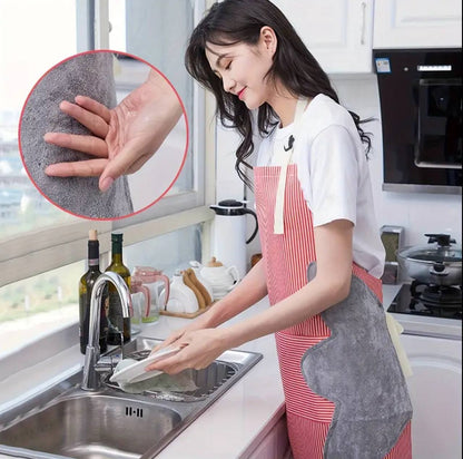Kitchen Apron with Hand Wipe Pockets