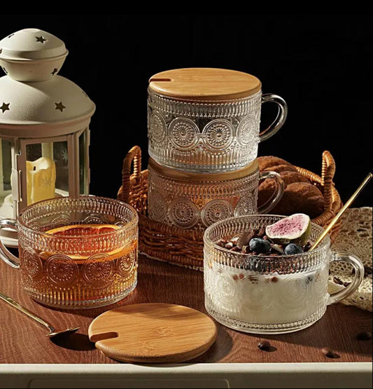 Vintage Glass coffee Mugs 4pcs