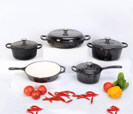 9pcs Enamel Cast iron cooking
 pots