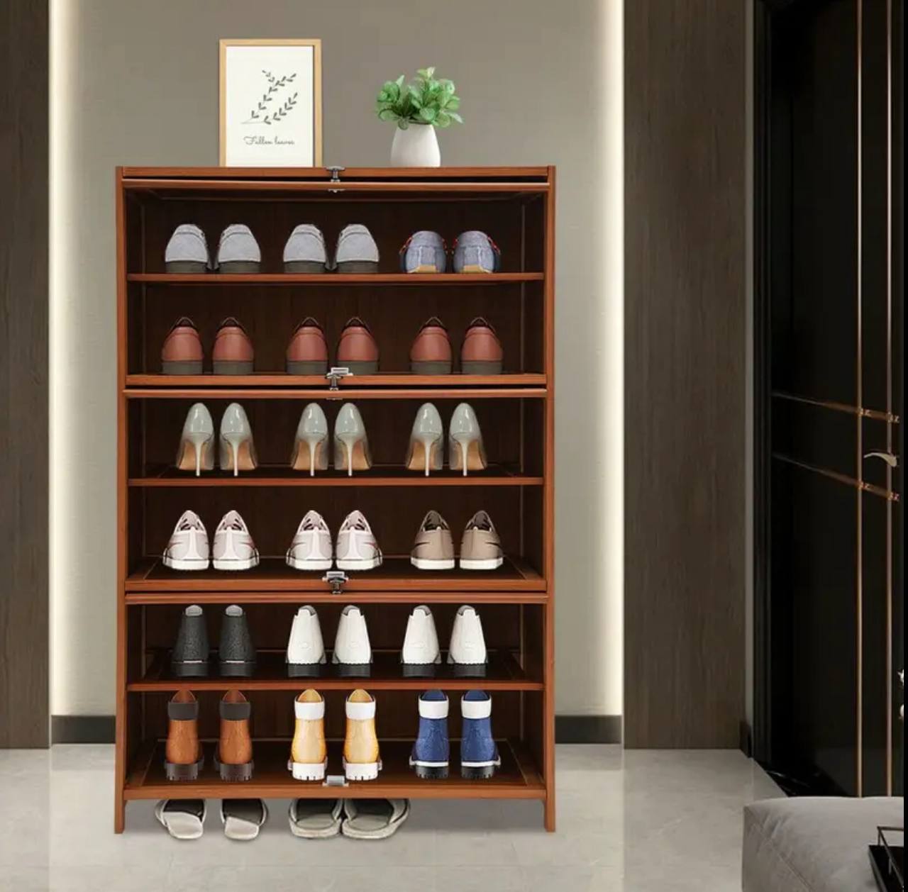 Flip side Bamboo shoe cabinet/storage shelf