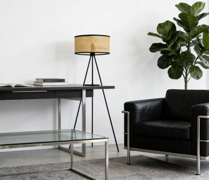 Floor Standing Rattan Tripod Lamp