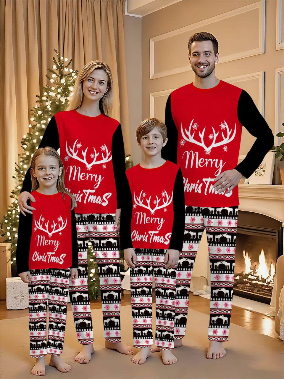 Christmas pajamas outfit for both Adults &kids pyjamas set(top+pant)