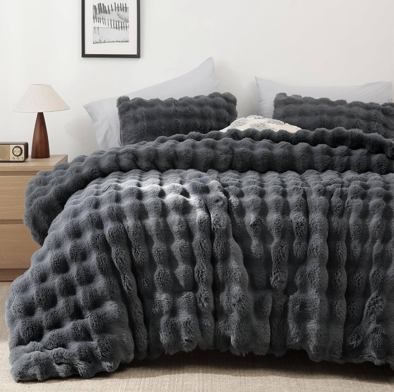 Luxury faux fur fleece duvet set