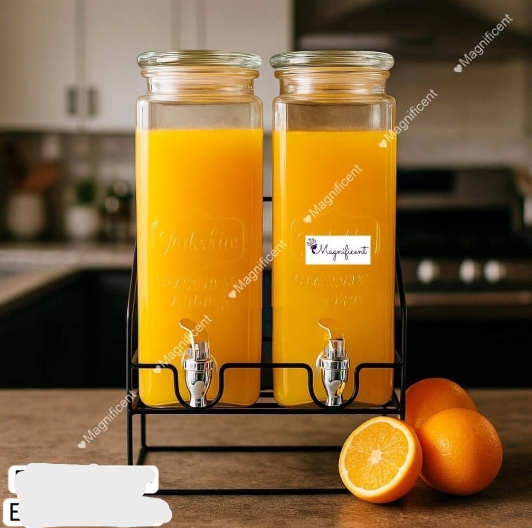 Tall Square Mason Jar Glass  Beverage Dispenser, New Fun Party Home Entertainment Glassware Water Pitcher for, Juice, Beer, Punch, Iced Tea & Cold Drinks