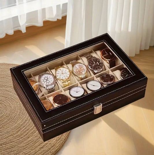 12 slots leather watch organizer