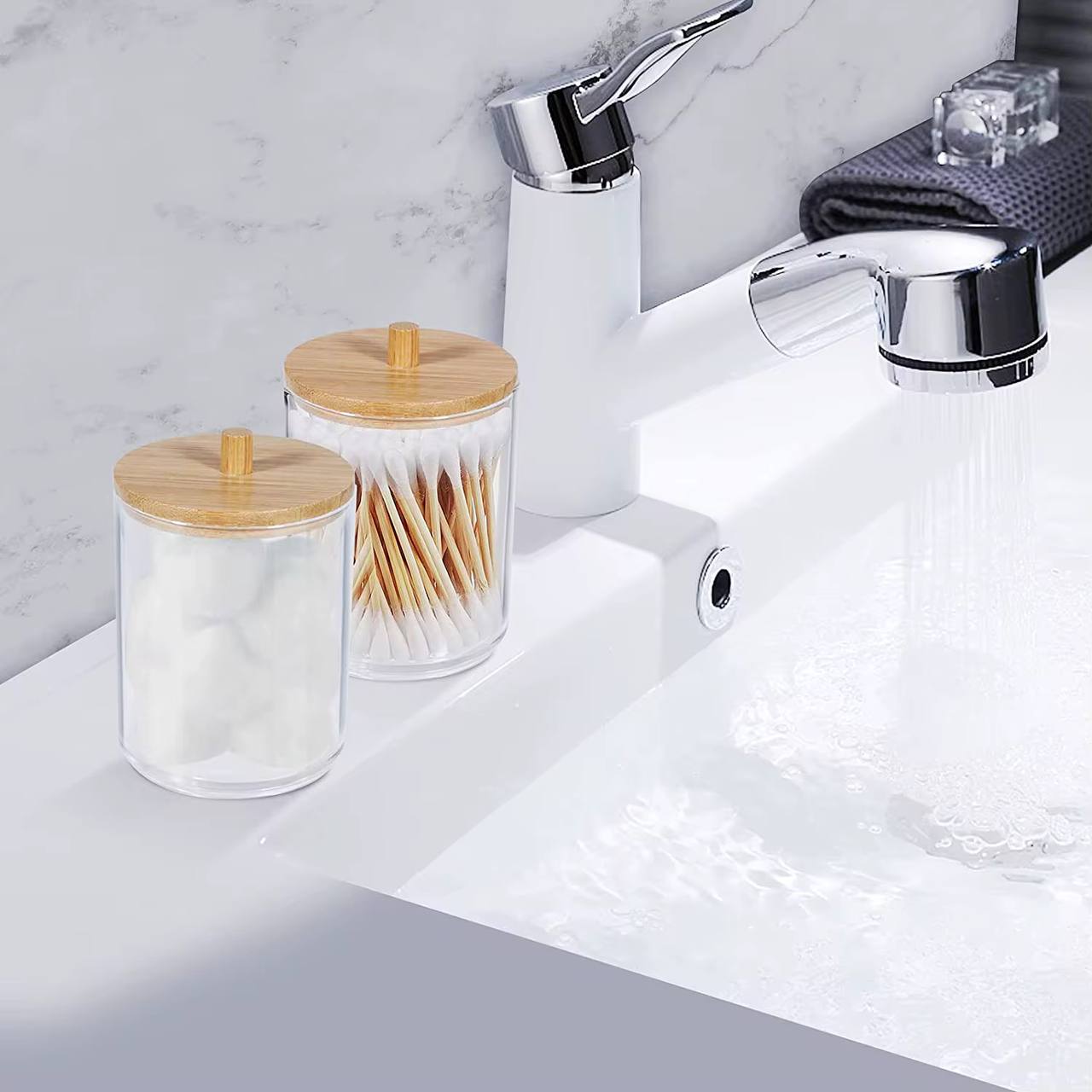 Acrylic Qtip storage jar/ cotton buds / earbuds jars