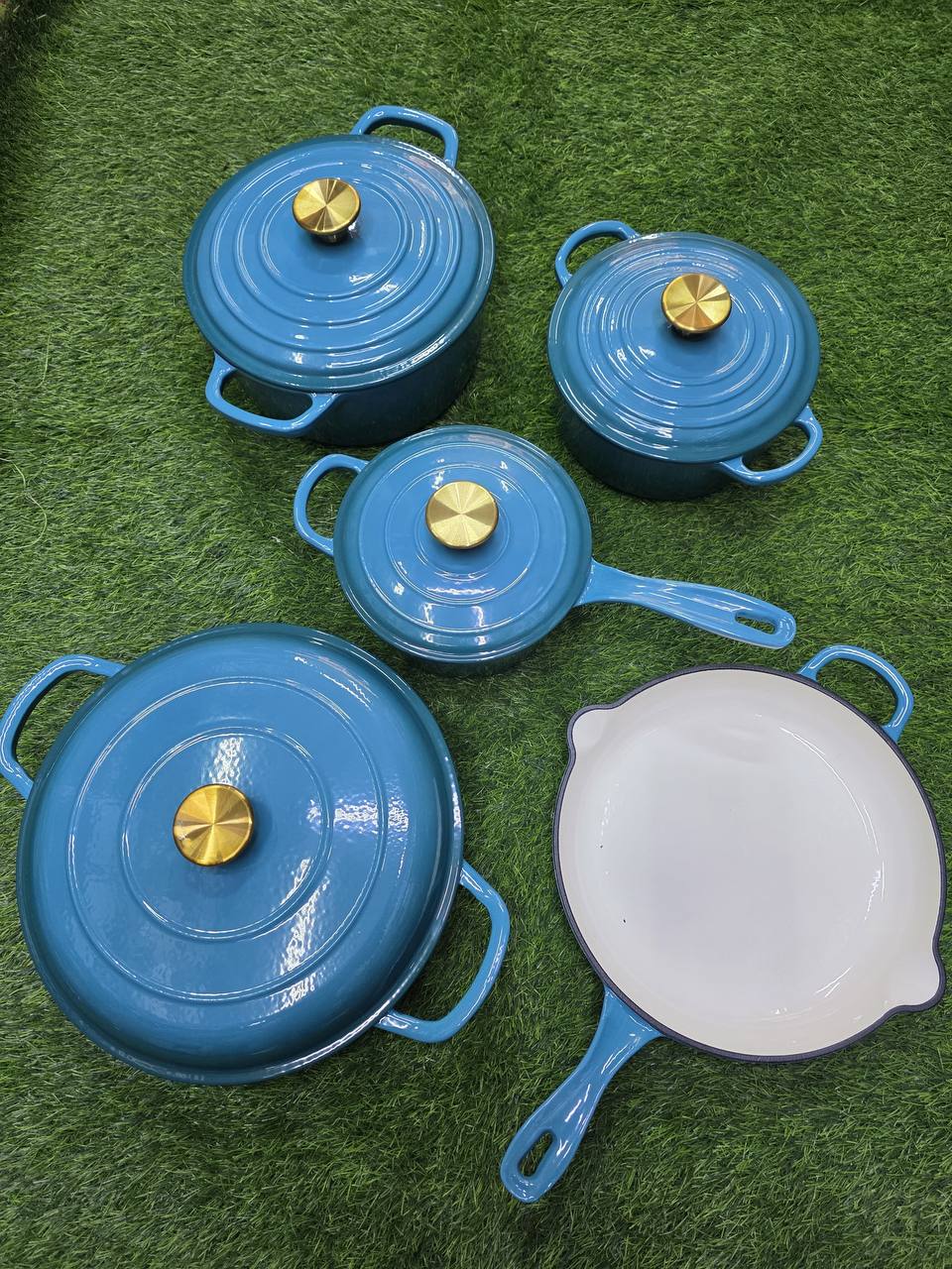 9pcs Enamel Cast iron cooking
 pots