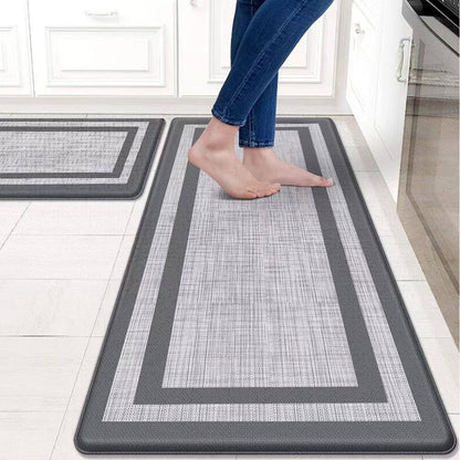 Big size Anti-fatigue Kitchen mats with soft cushioning to relieve pressure on your feet, legs, and back while you cook or clean. Stylish, non-slip, and easy to clean.