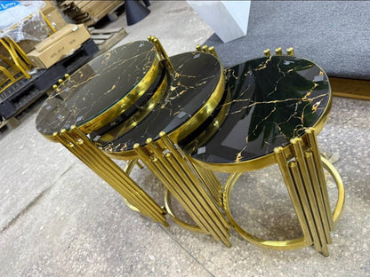 Marble top 3in 1 side stools, center tables