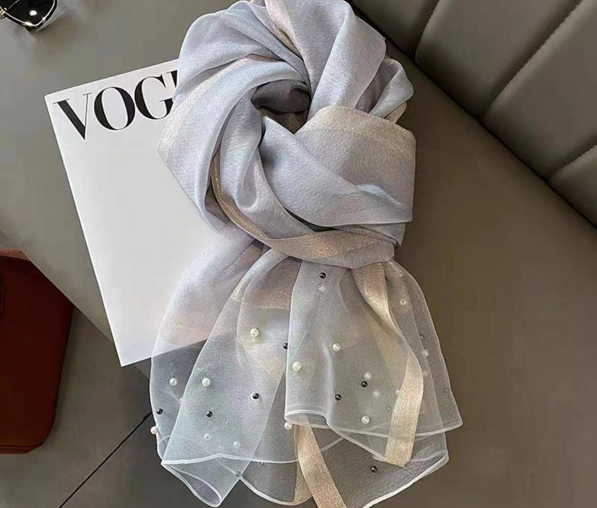 Luxury Pearl Print Scarf for Women