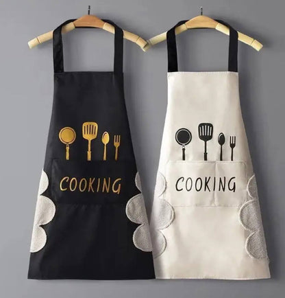 Waterproof Adults kitchen aprons with side wipes