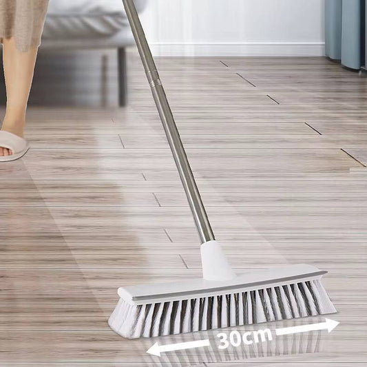 2 in 1 Floor Brush Scrubber with Long Handle Scrape Stiff Bristle Cleaning Scrub with Squeege