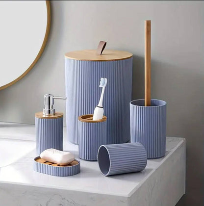 6 in luxury bathroom accessories set with bamboo lid
