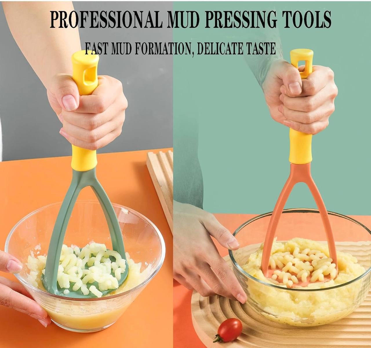Potato Masher, OHOLA Plastic Mashed Potatoes Masher, Colorful Food Masher, Masher Kitchen Tool for Potato, Avocado, Bean, Guacamole, Fruit and Vegetable 11.2inch
 Random color