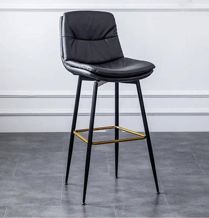 Black Faux Leather Barstools with Back