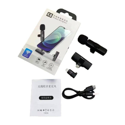 Clip on lavalier rechargeable Wireless microphone for tiktok video recording and live