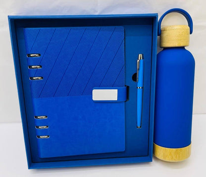 Executive Buckle Note Book Set With Thermal Bottle