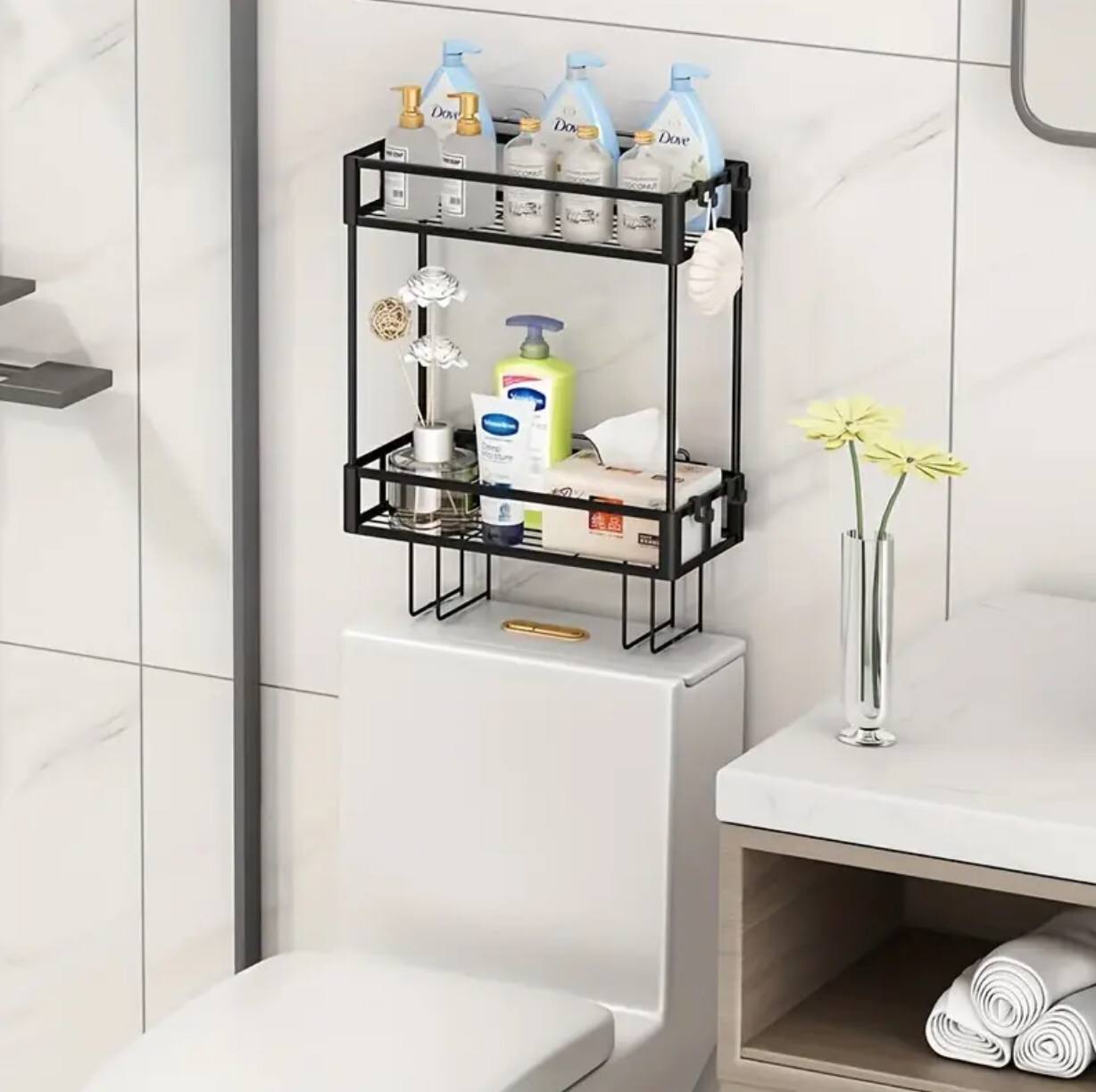 Over the toilet rack