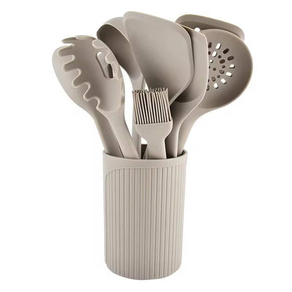 High Temperature resistant heavy duty silicone cooking/serving spoons with hard TPR handles.
11pc set