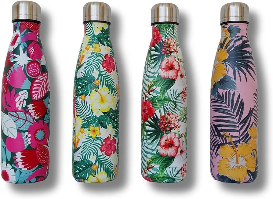 Floral Print flower vase flask Stainless Steel Thermal Bottle 500 ML with Sealed steel Lid