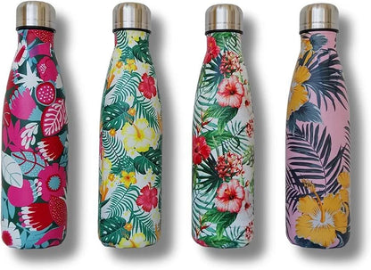 Floral Print flower vase flask Stainless Steel Thermal Bottle 500 ML with Sealed steel Lid