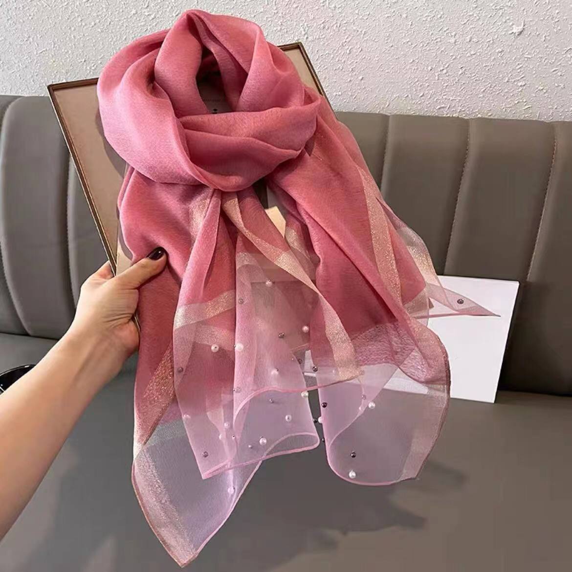 Luxury Pearl Print Scarf for Women