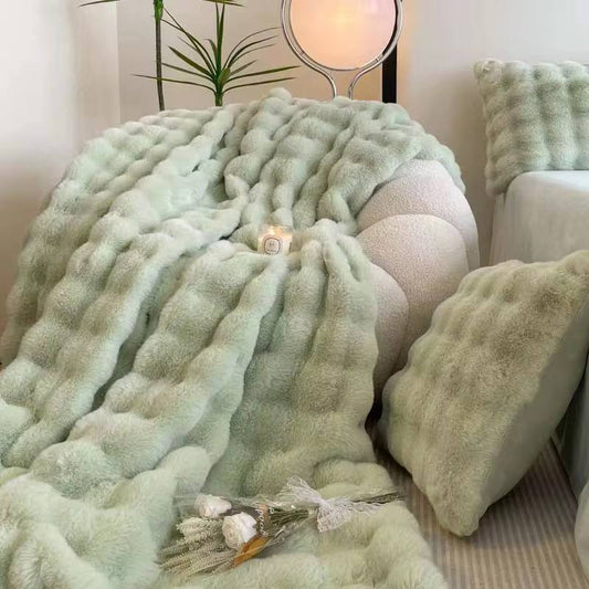 Big Size Soft Bubble Winter Throw Blanket Plain
couch and bed