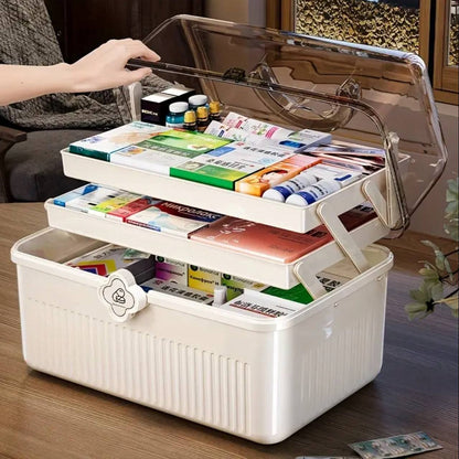 3 layered portable medicine storage box