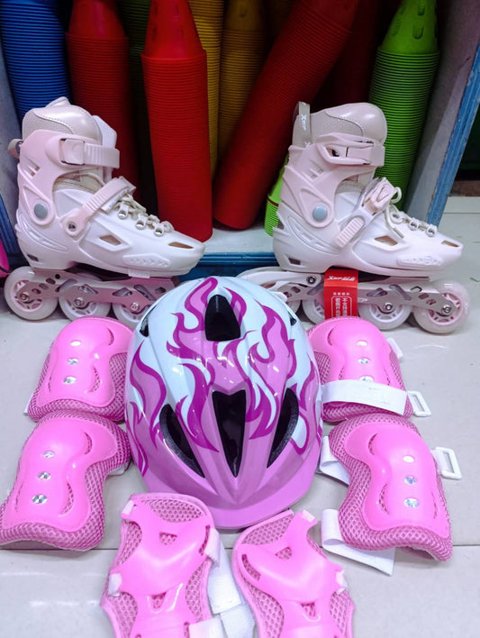 Full set hard boot  skates with rubber wheels