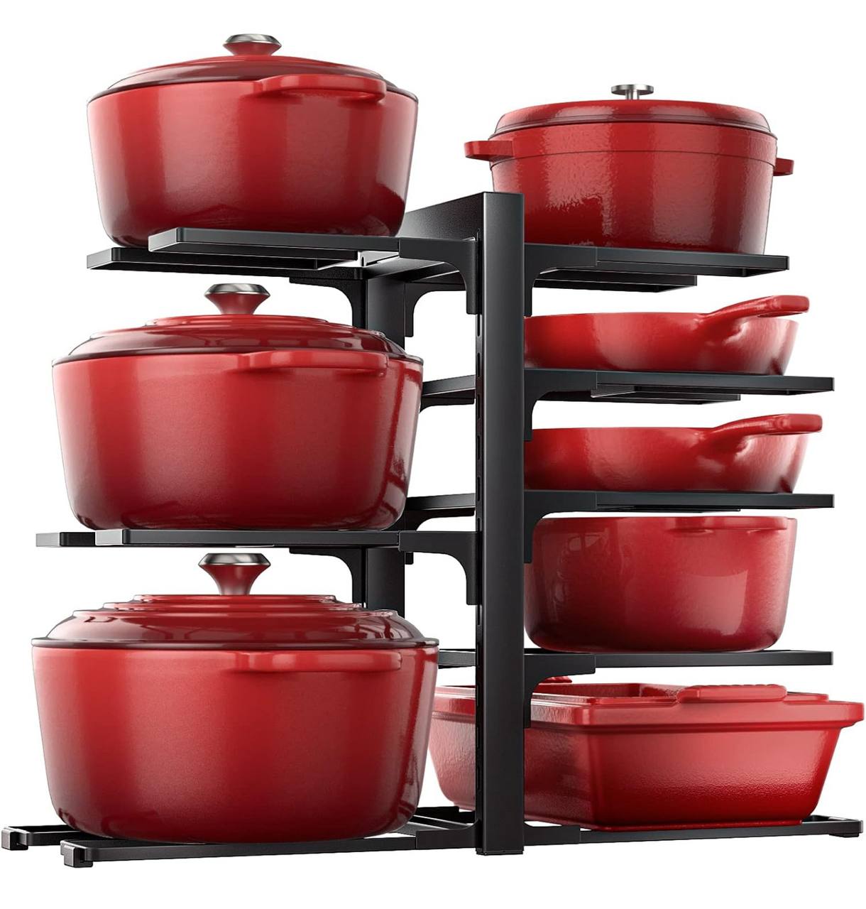 Multilayer metallic pot storage rack