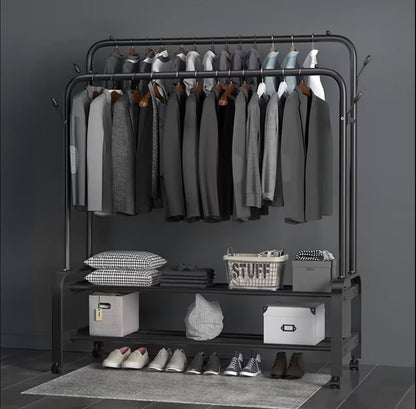 Heavy-Duty Double Rail Clothes Rack