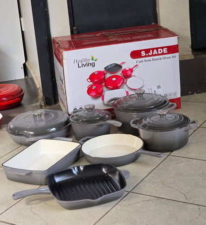 11pcs Enamel Cast Iron Cooking Pots