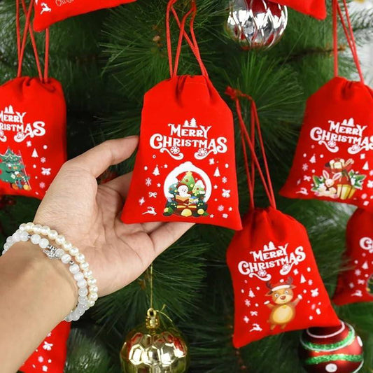 Christmas velvet candy /  Gift Drawstring bag